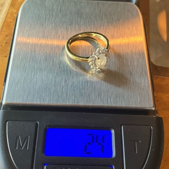 Natural Rainbow Moonstone Sterling Silver Halo Ring Size 6 - Picture 8 of 8